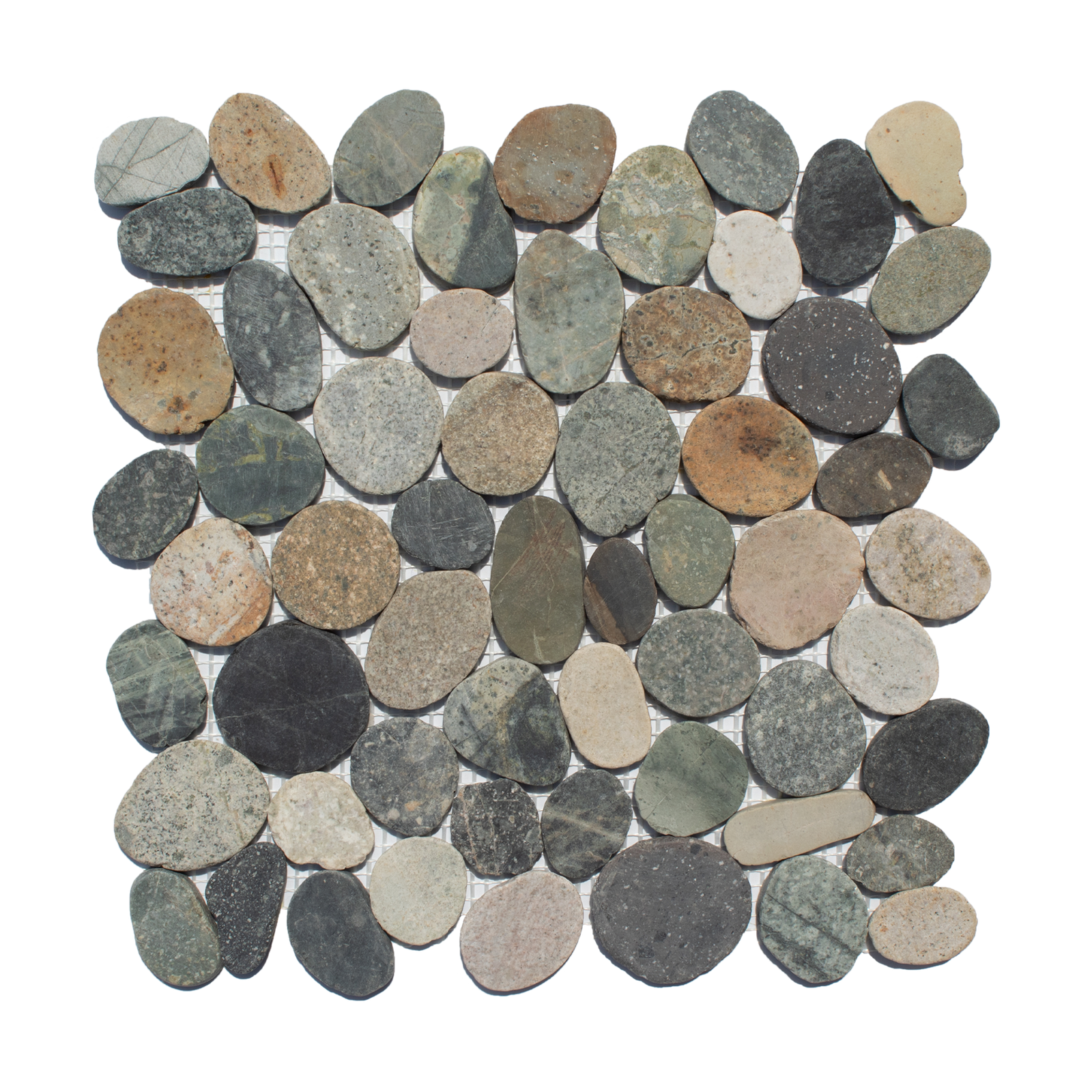 Earth Color Random Size Sliced Oval Pebble Stone Mosaic