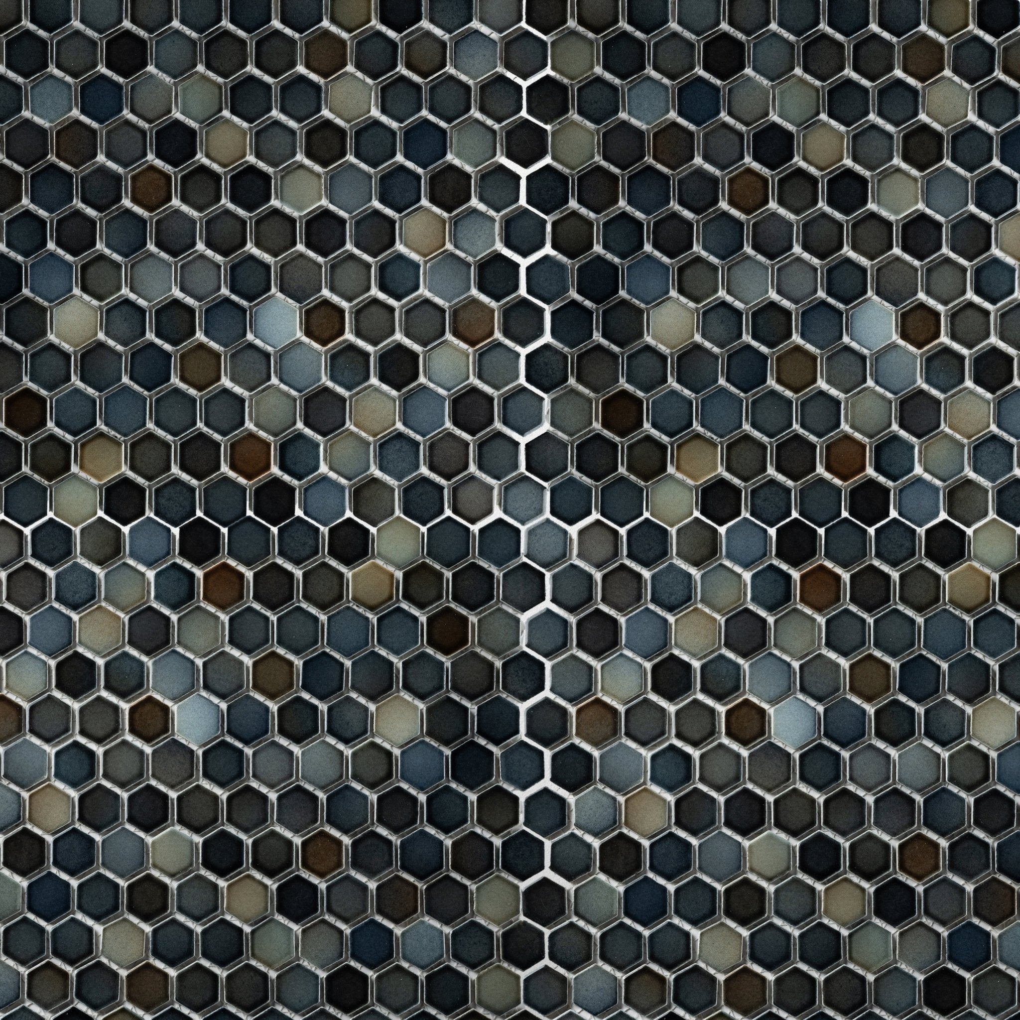 1" Midnight Slate Mix Glossy Hexagon Mosaic Tile - Cemento Collection