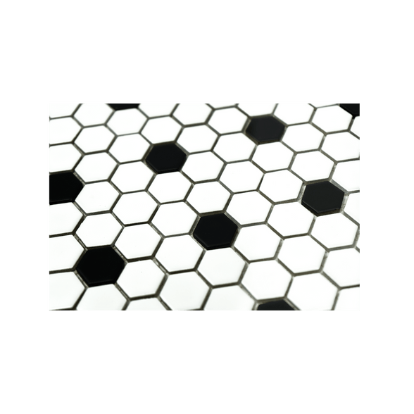 1" Polka Dot Pattern Hexagon - Cemento Collection