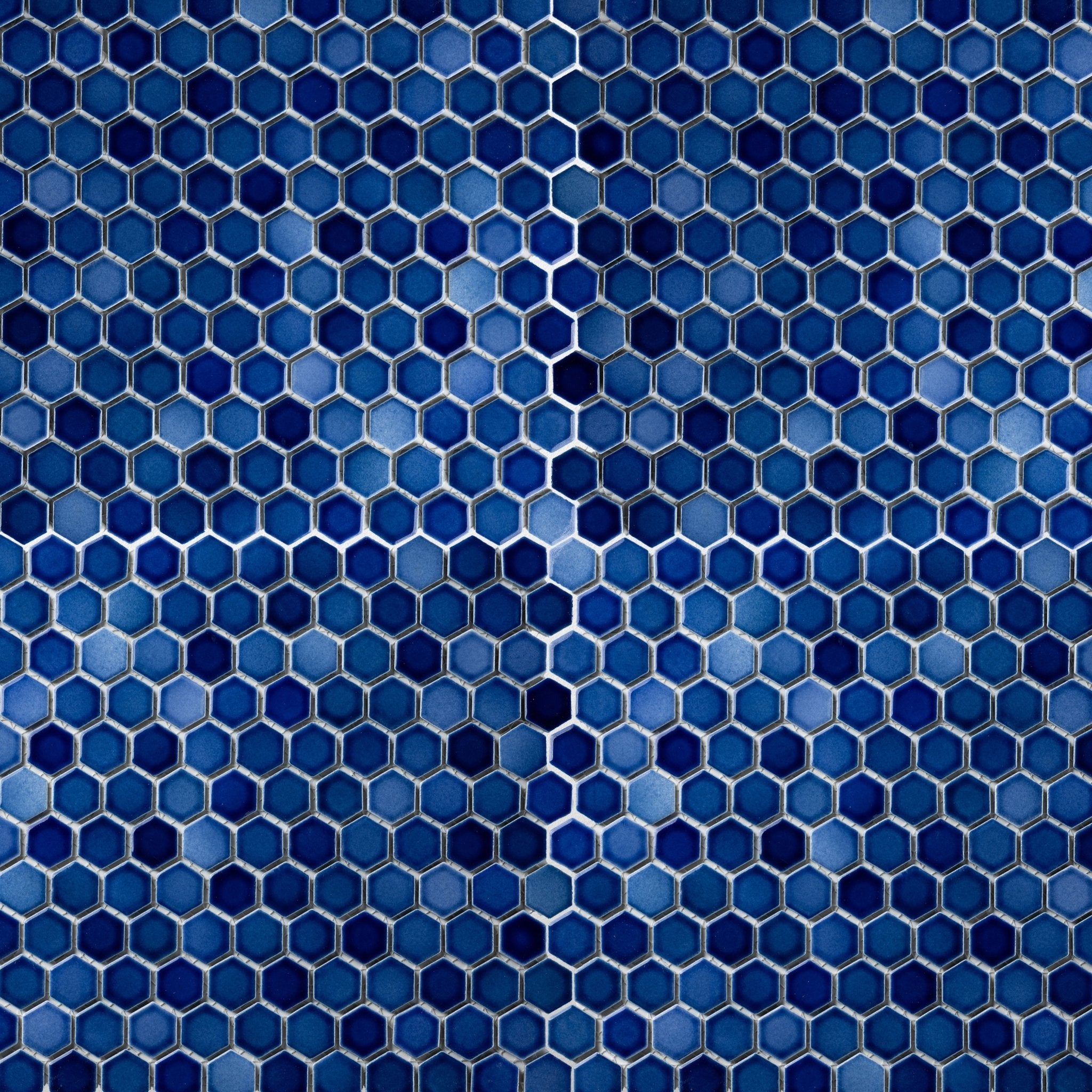 1" Rich Cobalt Blue Mix Glossy Hexagon Mosaic Tile - Cemento Collection