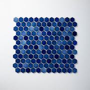 1" Rich Cobalt Blue Mix Glossy Hexagon Mosaic Tile - Cemento Collection