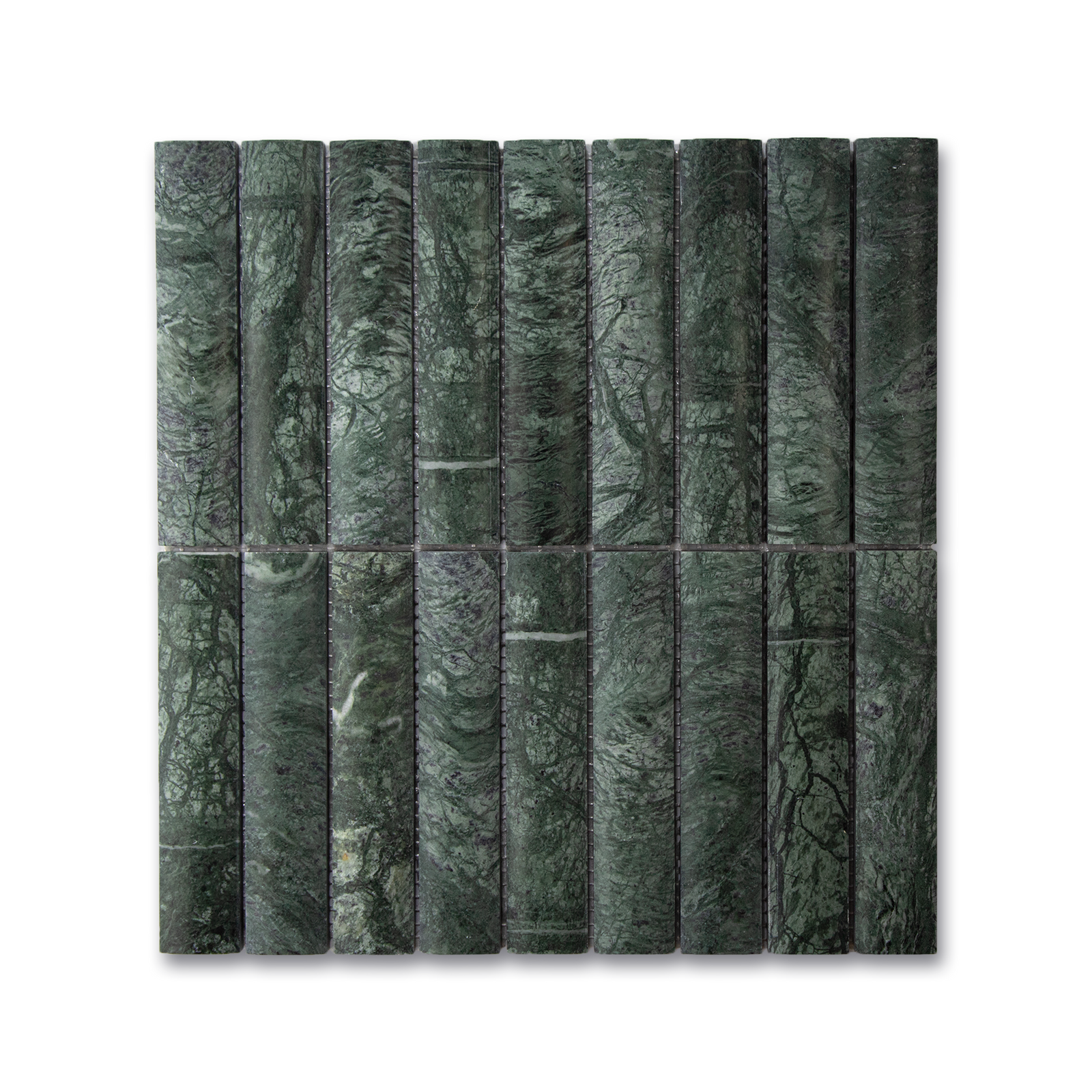 Fluted Verde Alpi Marble Honed Mosaic Tile