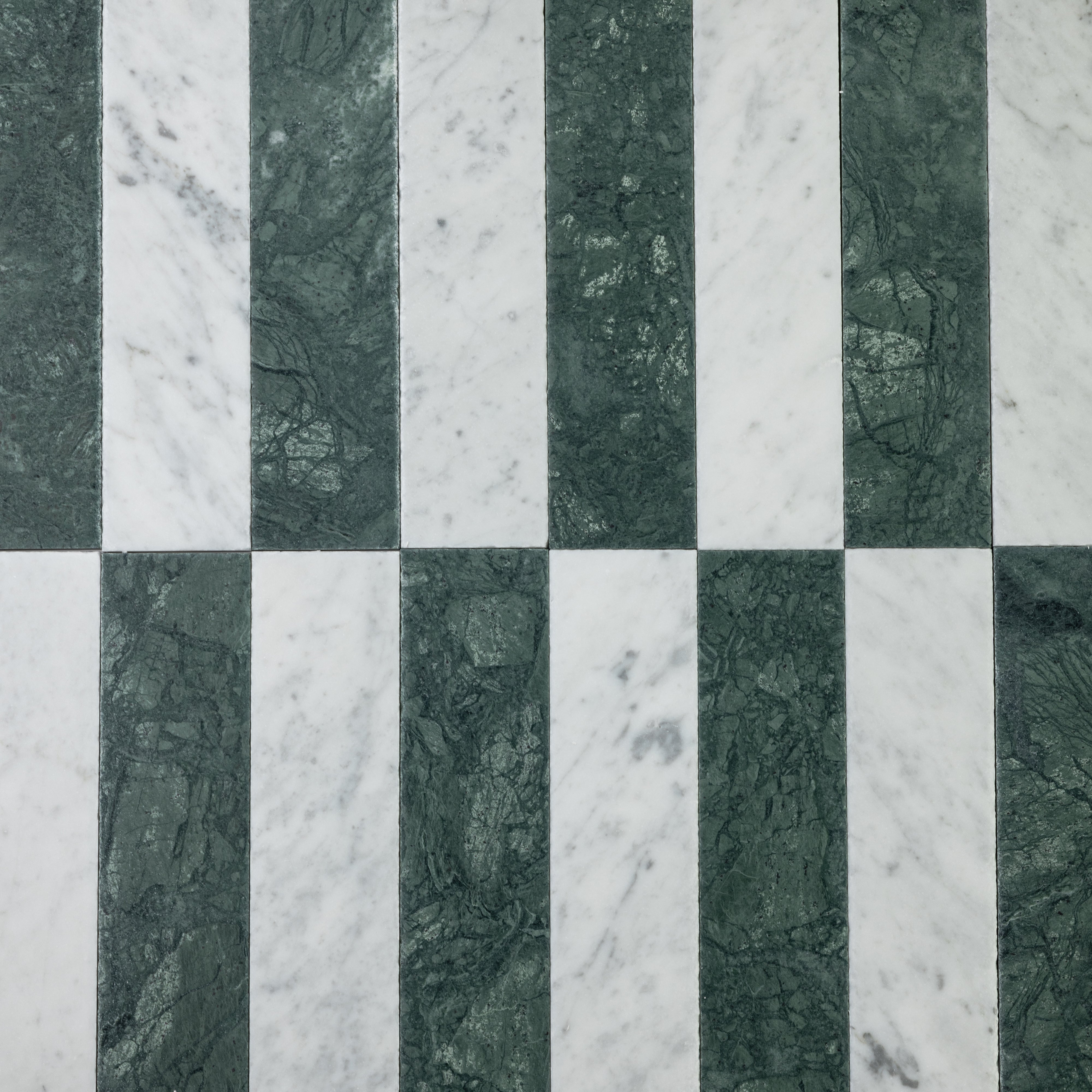 Verde Alpi X Bianco Carrara 3x12 Patina Checker Tile