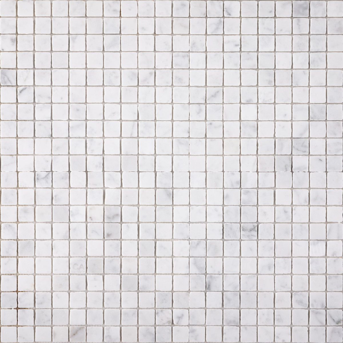 Bianco Carrara 1x1 Patina Marble Mosaic Tile