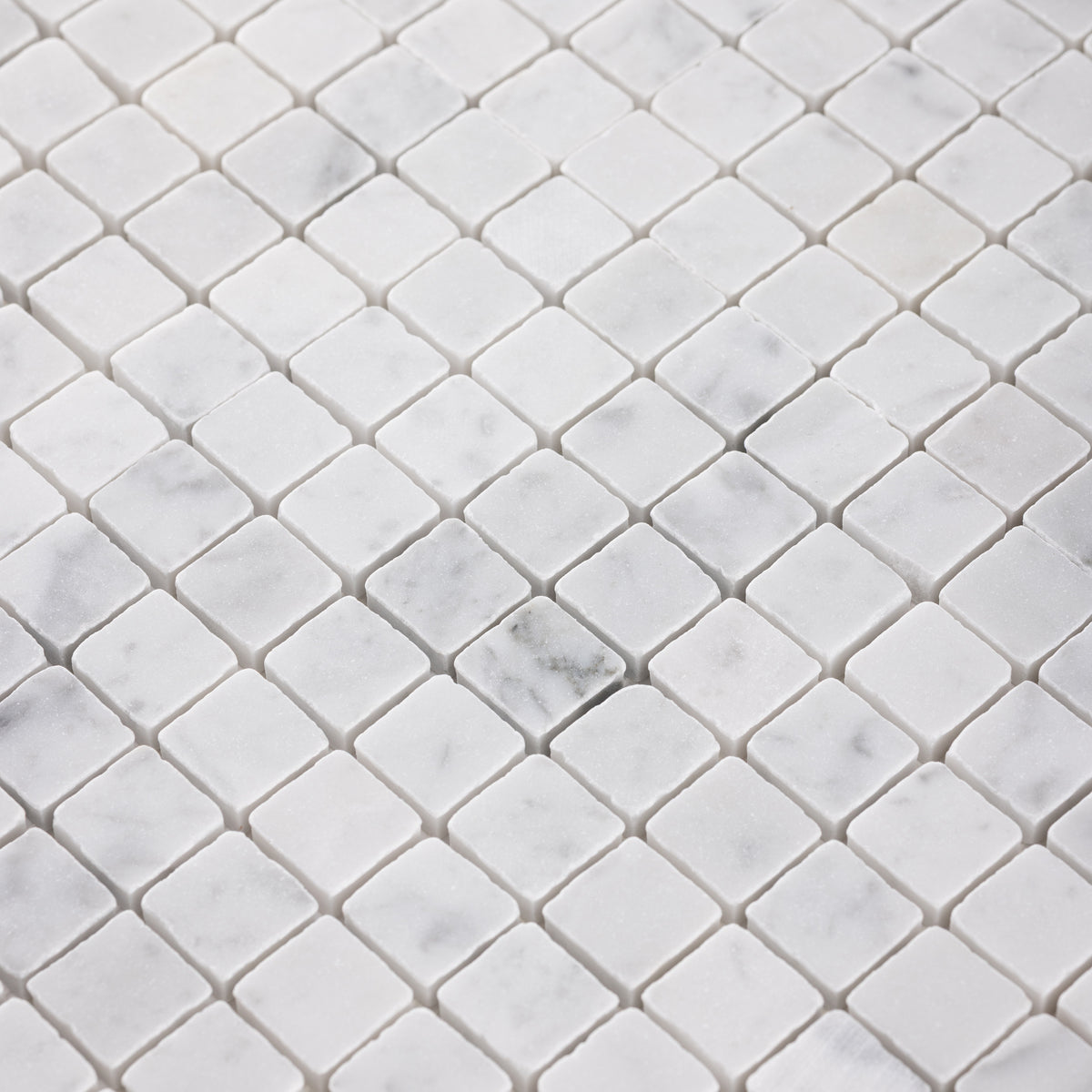 Bianco Carrara 1x1 Patina Marble Mosaic Tile