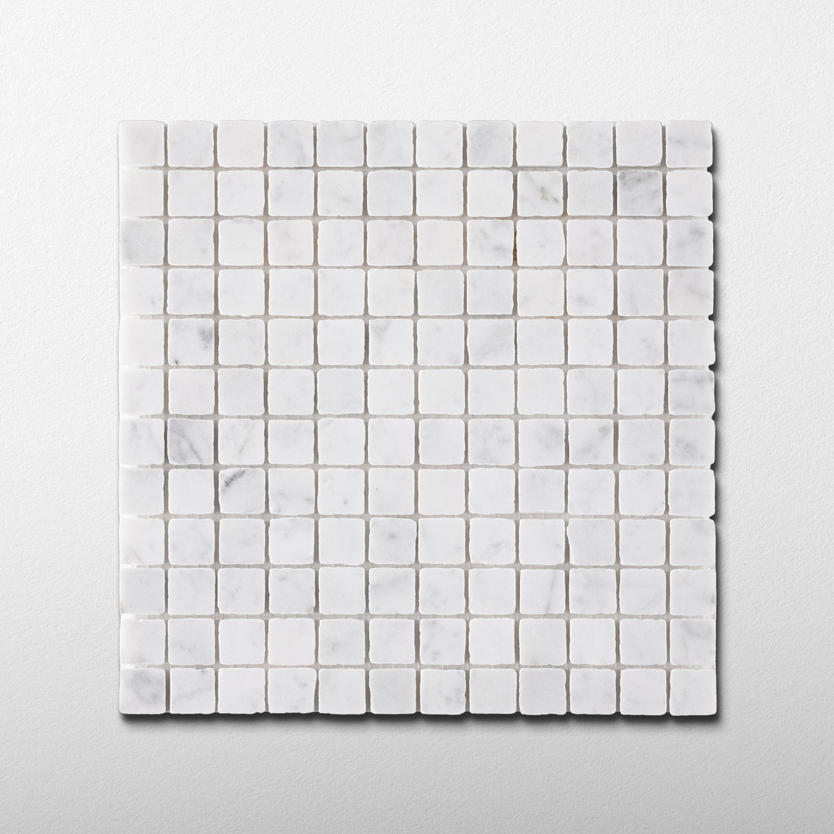 Bianco Carrara 1x1 Patina Marble Mosaic Tile