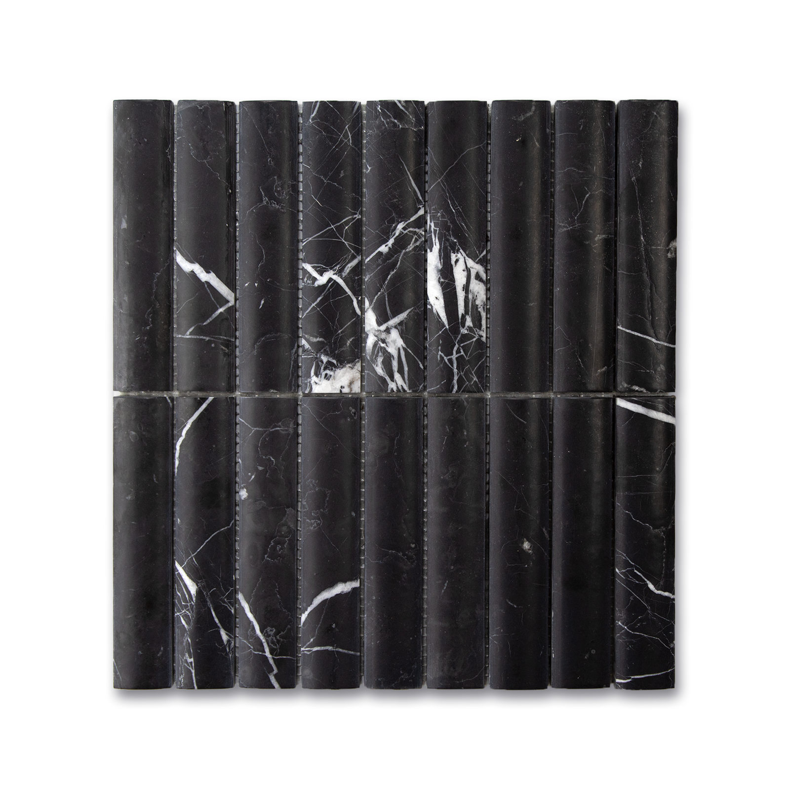 Fluted Nero Marquina Marble Honed Mosaic Tile