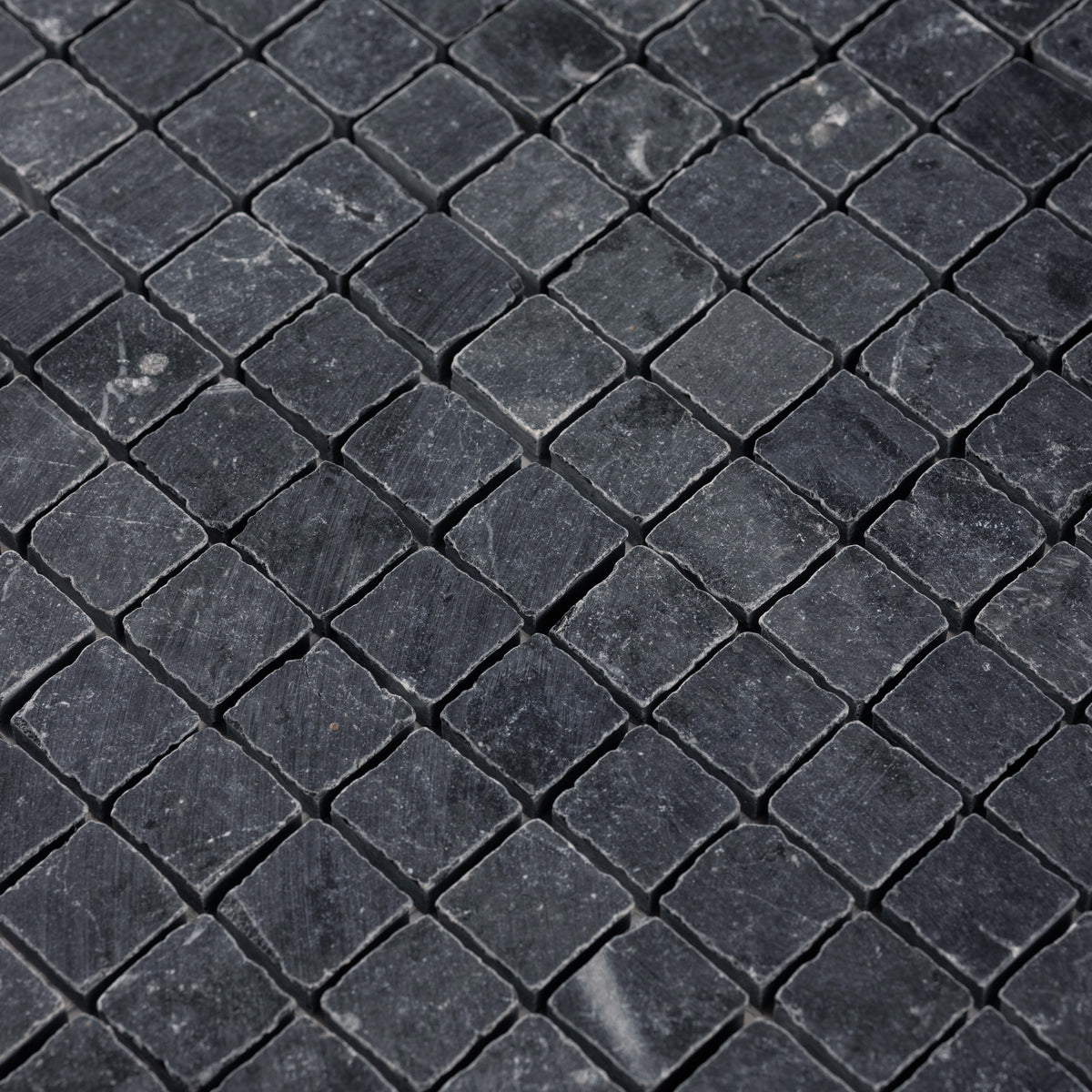 Nero Marquina 1x1 Patina Marble Mosaic Tile