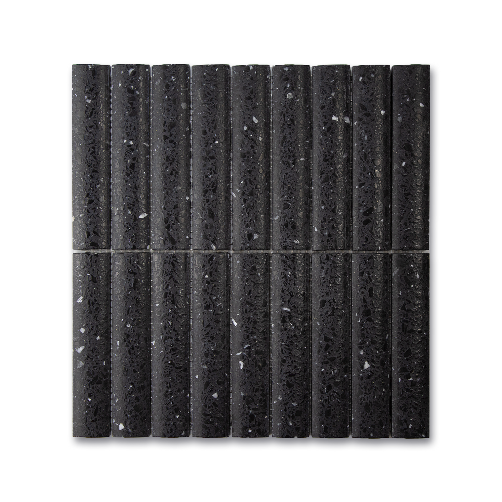 Fluted Volcano Black Terrazzo Mosaic Tile