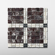 Elena-I | Patina Marble Mosaic Tile (Rosso Levanto, Arabescato Corchia, Nero Dorato)