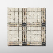 Elena-II | Patina Marble Mosaic Tile (Tala beige, Botticelli Breccia Rose, Bronze Fantasy)