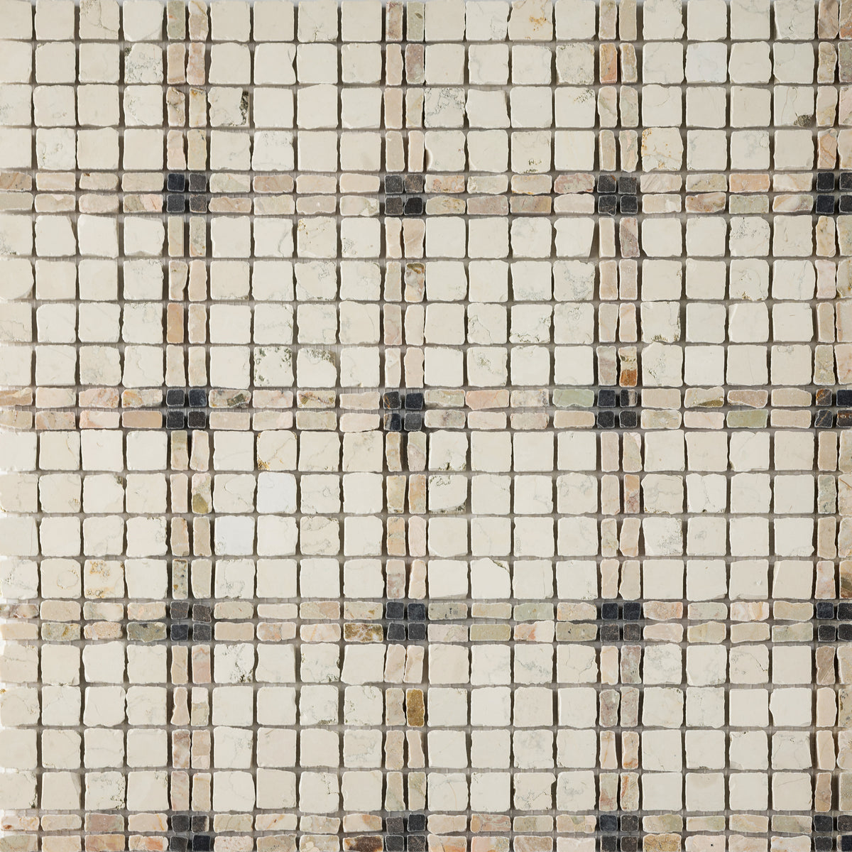 Elena-II | Patina Marble Mosaic Tile (Tala beige, Botticelli Breccia Rose, Bronze Fantasy)