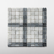 Elena-III | Patina Marble Mosaic Tile (Bianco Carrara, Bardiglio Scuro, Nero Marquina)