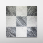 Bardiglio Scuro X Bianco Carrara 12x12 Patina Checker Tile