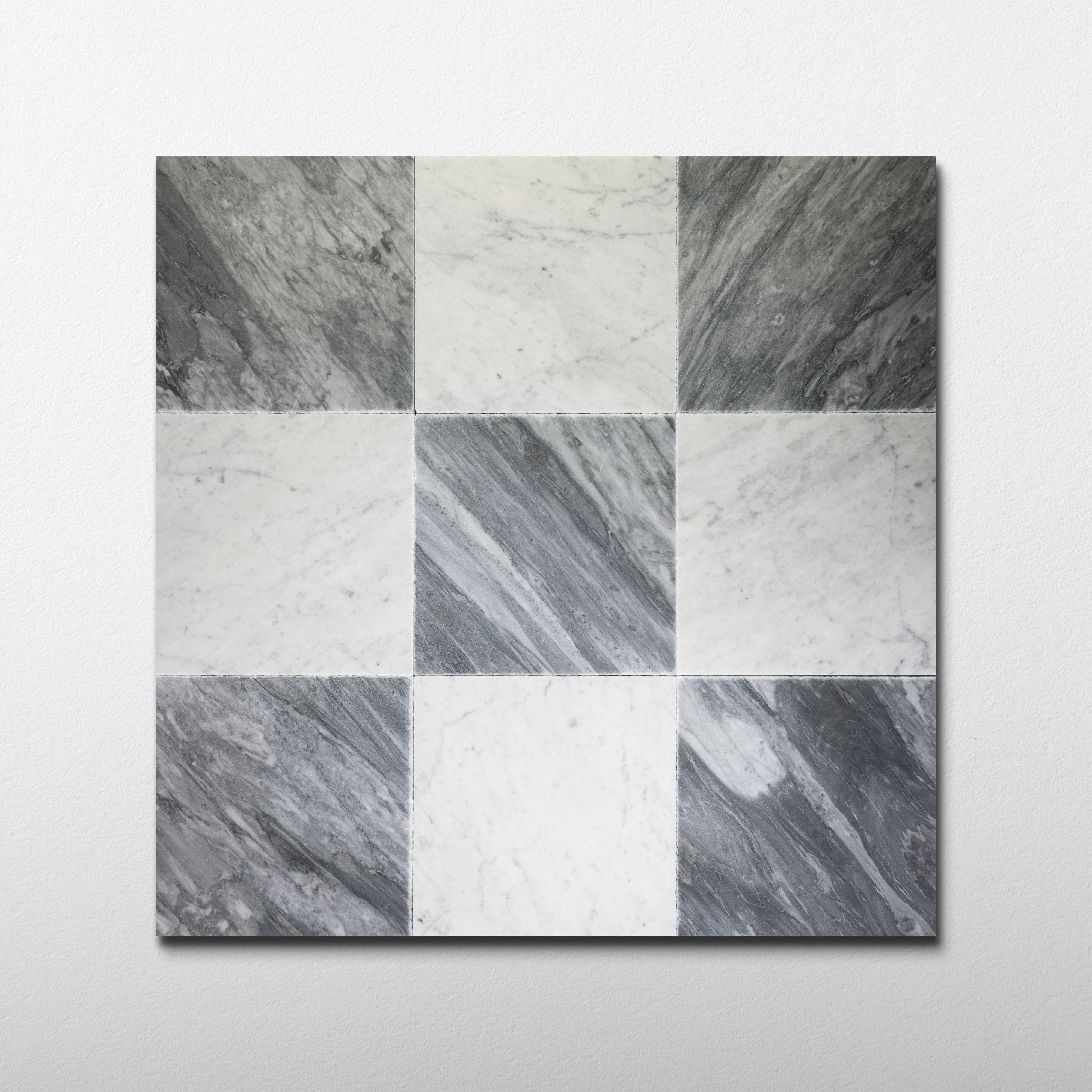 Bardiglio Scuro X Bianco Carrara 12x12 Patina Checker Tile