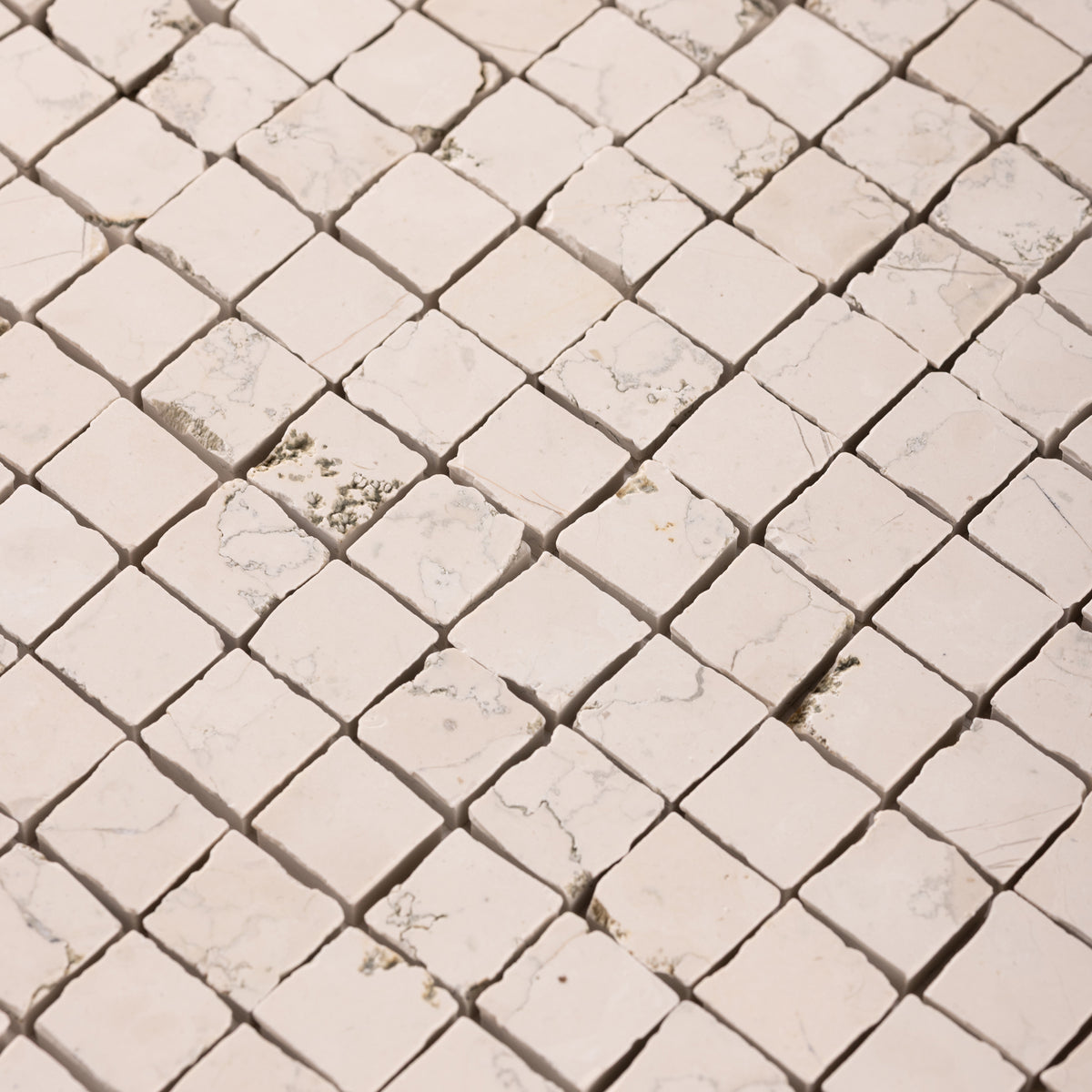 Bianco Perlino 1x1 Patina Marble Mosaic Tile