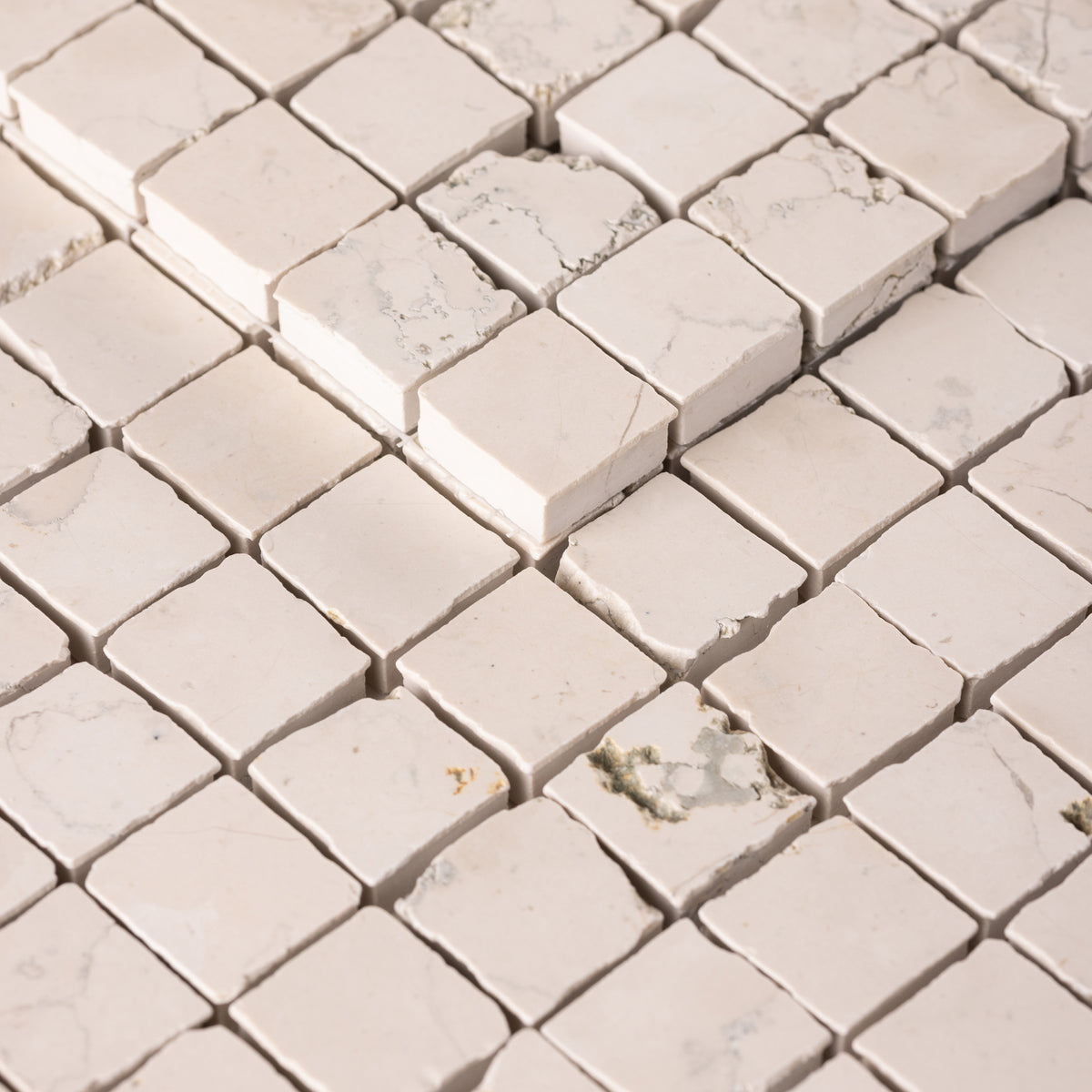 Bianco Perlino 1x1 Patina Marble Mosaic Tile