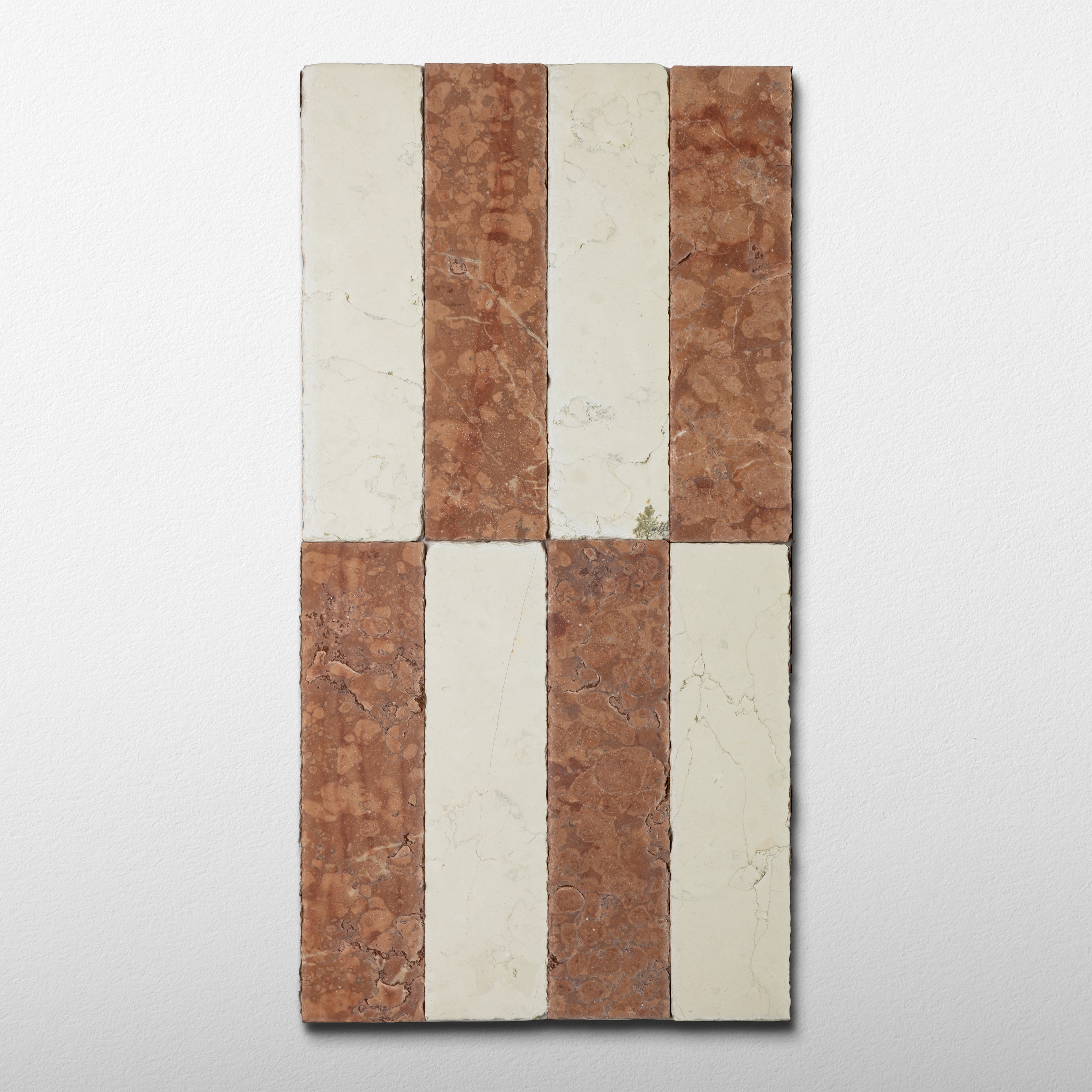 Bianco Perlino X Rosso Verona 3x12 Patina Checker Tile