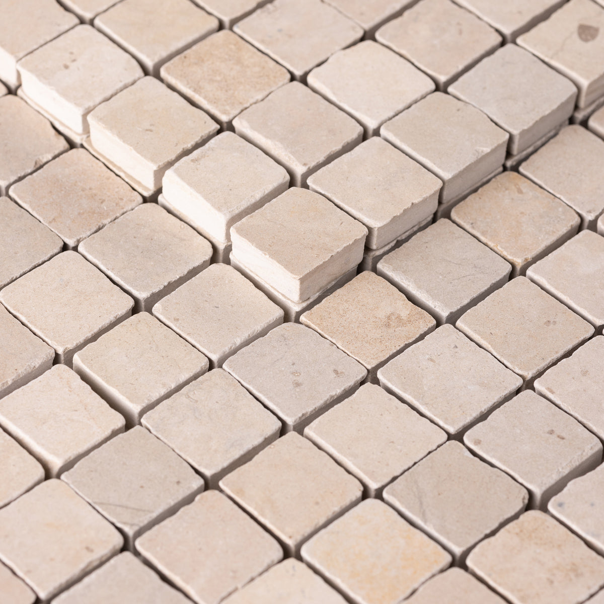 Thala Beige 1x1 Patina Marble Mosaic Tile