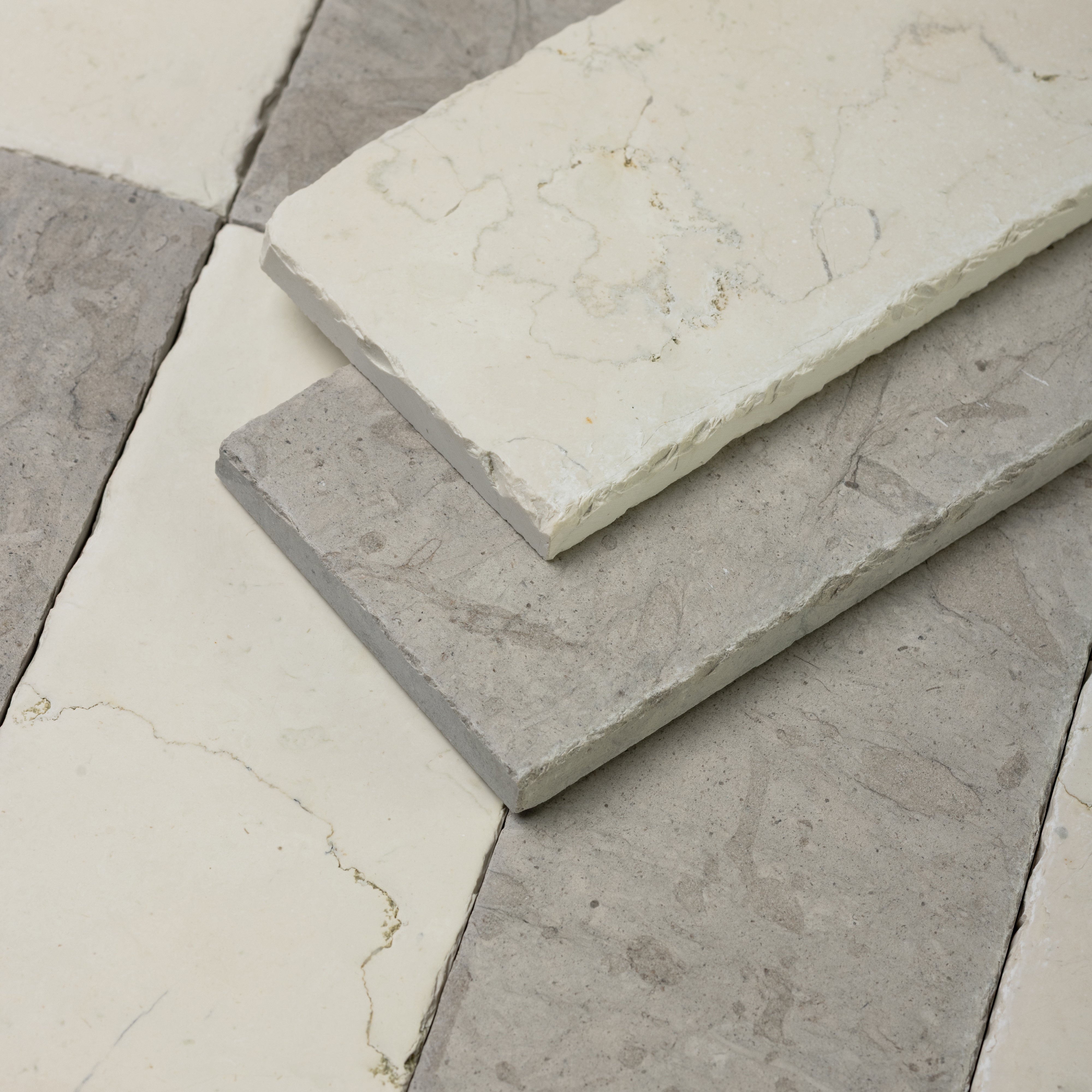 Tala Grey X Bianco Perlino 3x12 Patina Checker Tile