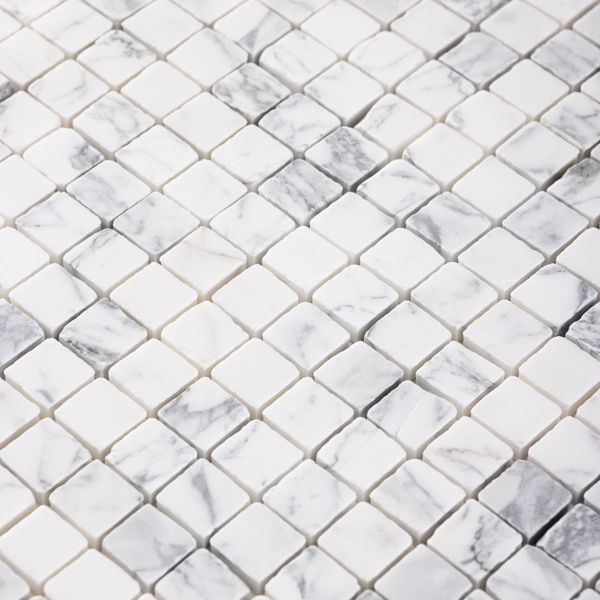 Arabescato Corchia 1x1 Patina Marble Mosaic Tile