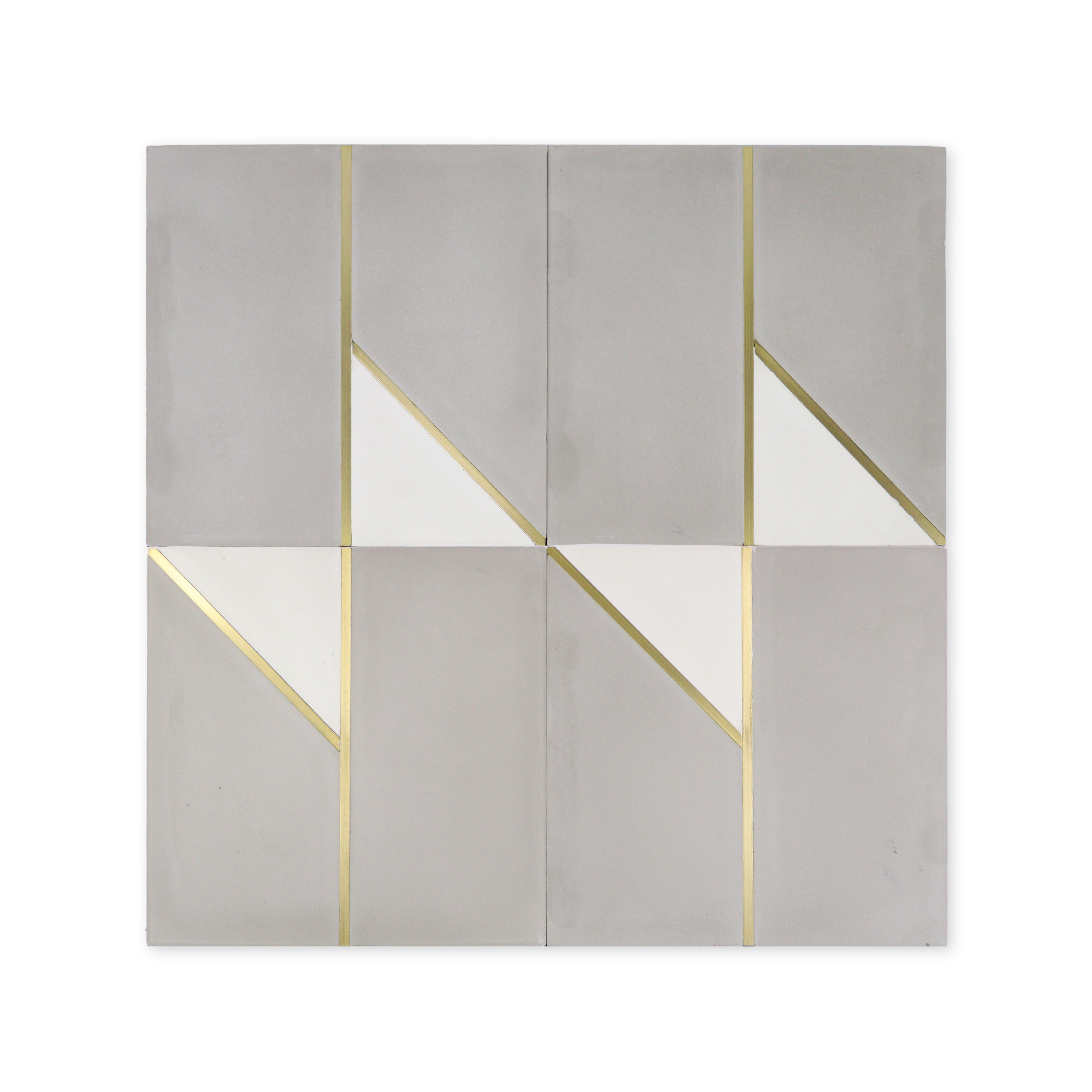 Bow Tie Grey Cement Tile with Brass Inlay
