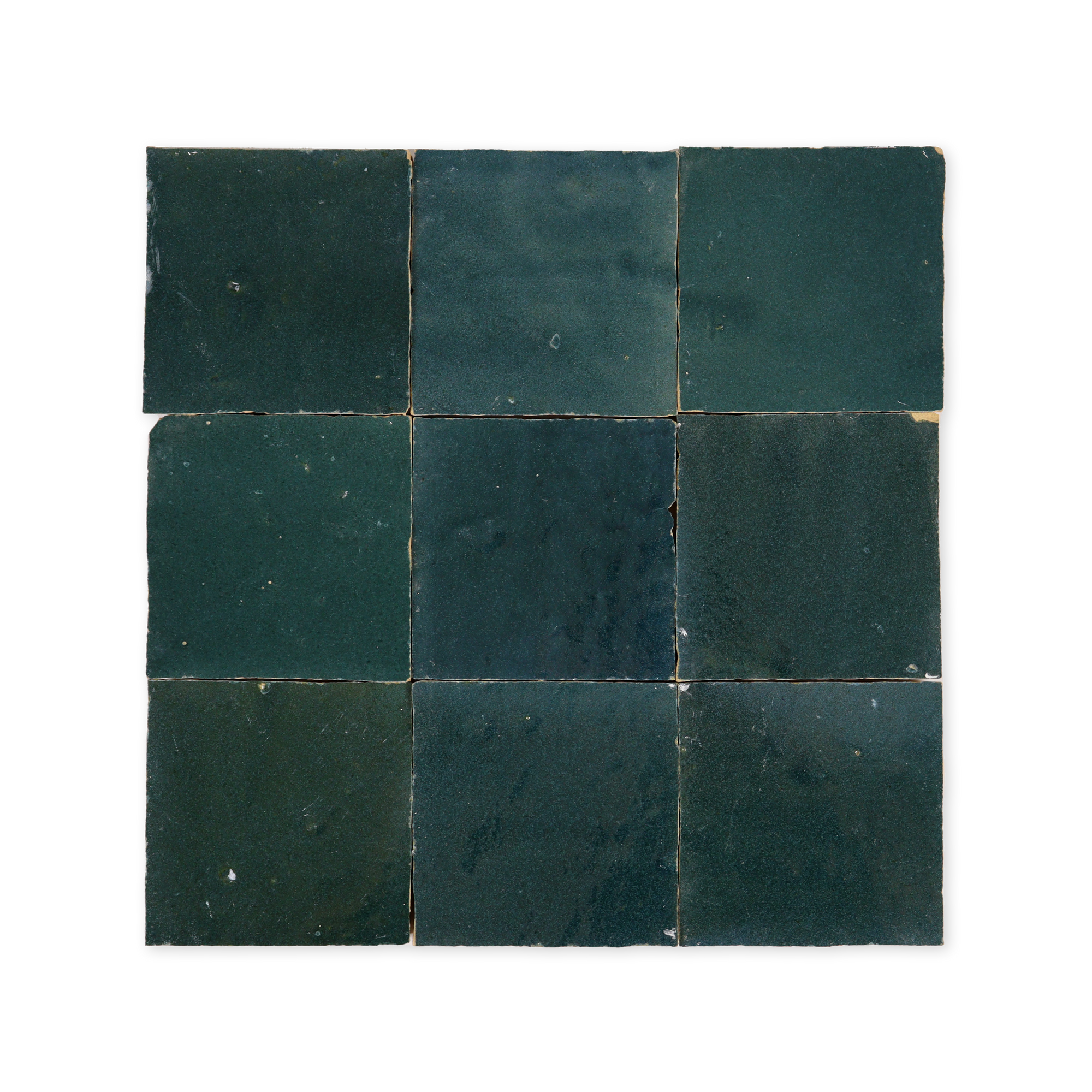 Handmade Moroccan Zellige 4x4 Indigo Green Terracotta Tile