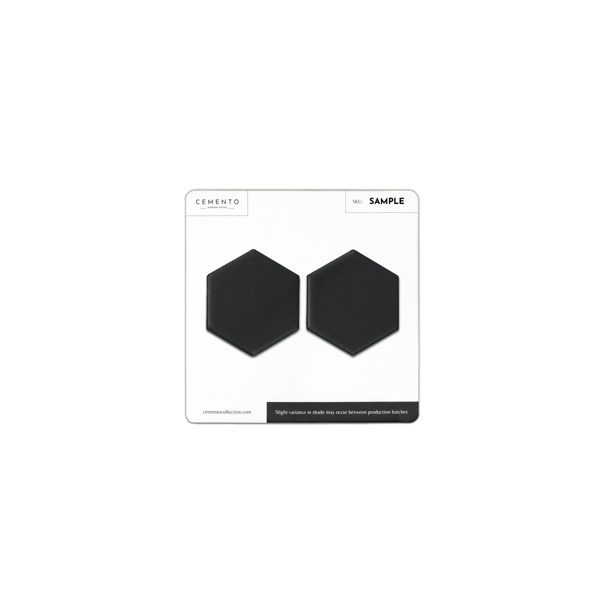 2" Black Matte Hexagon - Cemento Collection