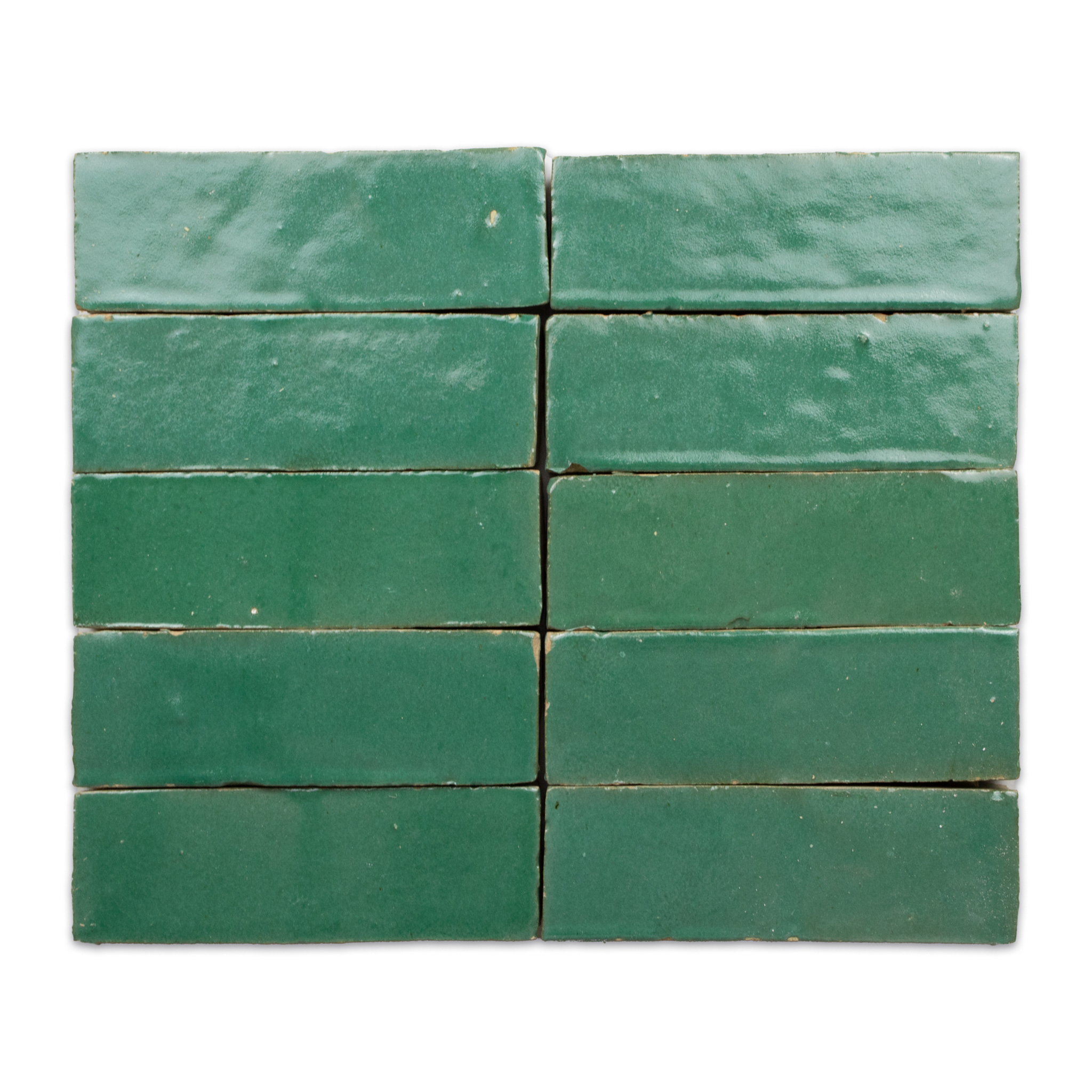 Handmade Moroccan Zellige 2x6 Bejmat Santorini Green Terracotta Tile