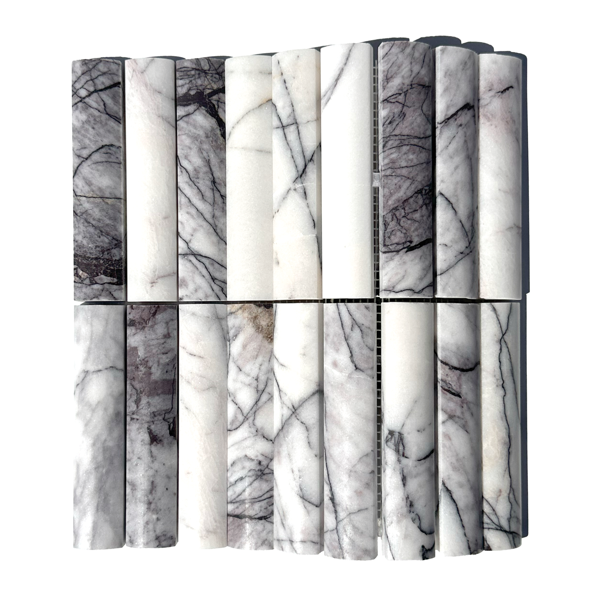 Fluted Lilac Marble Honed Mosaic Tile