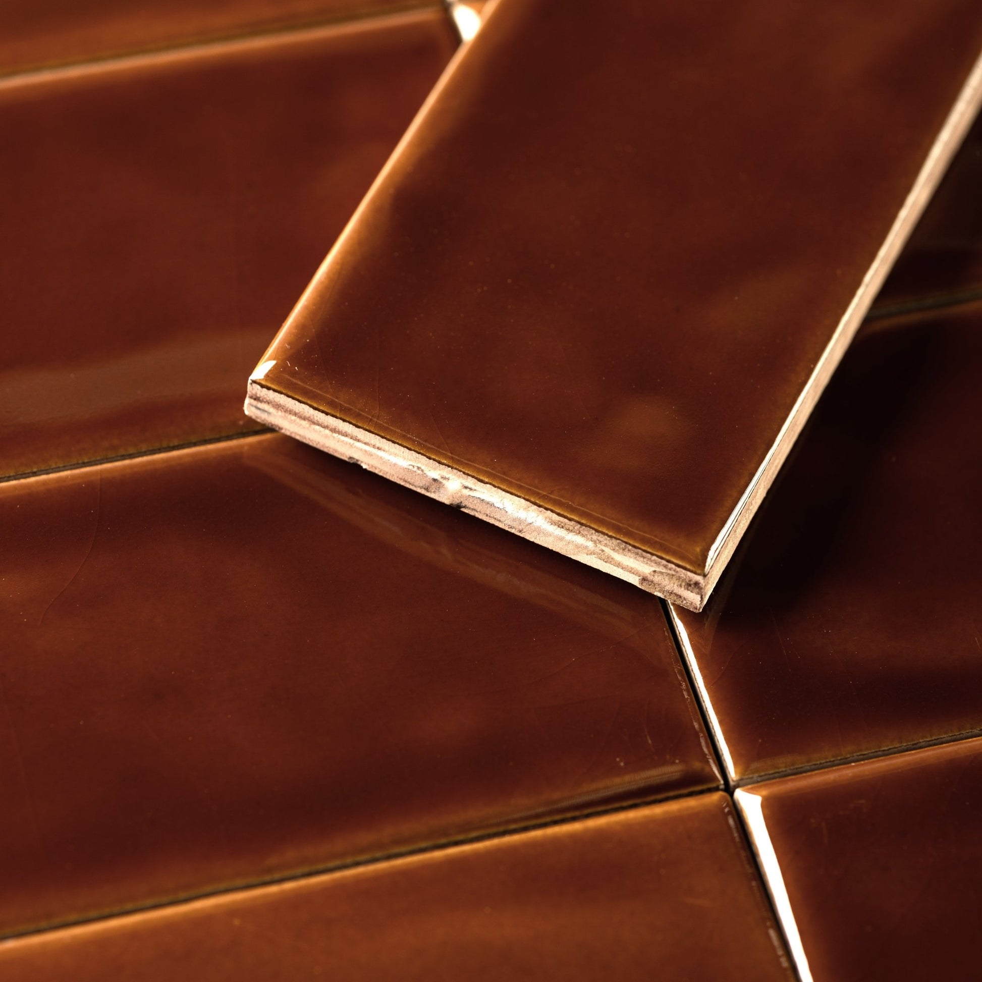 2x8 Caramel Toffee Glossy Ceramic Tile - Cemento Collection