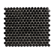 3/4" Black Shiny Penny Round Mosaic - Cemento Collection