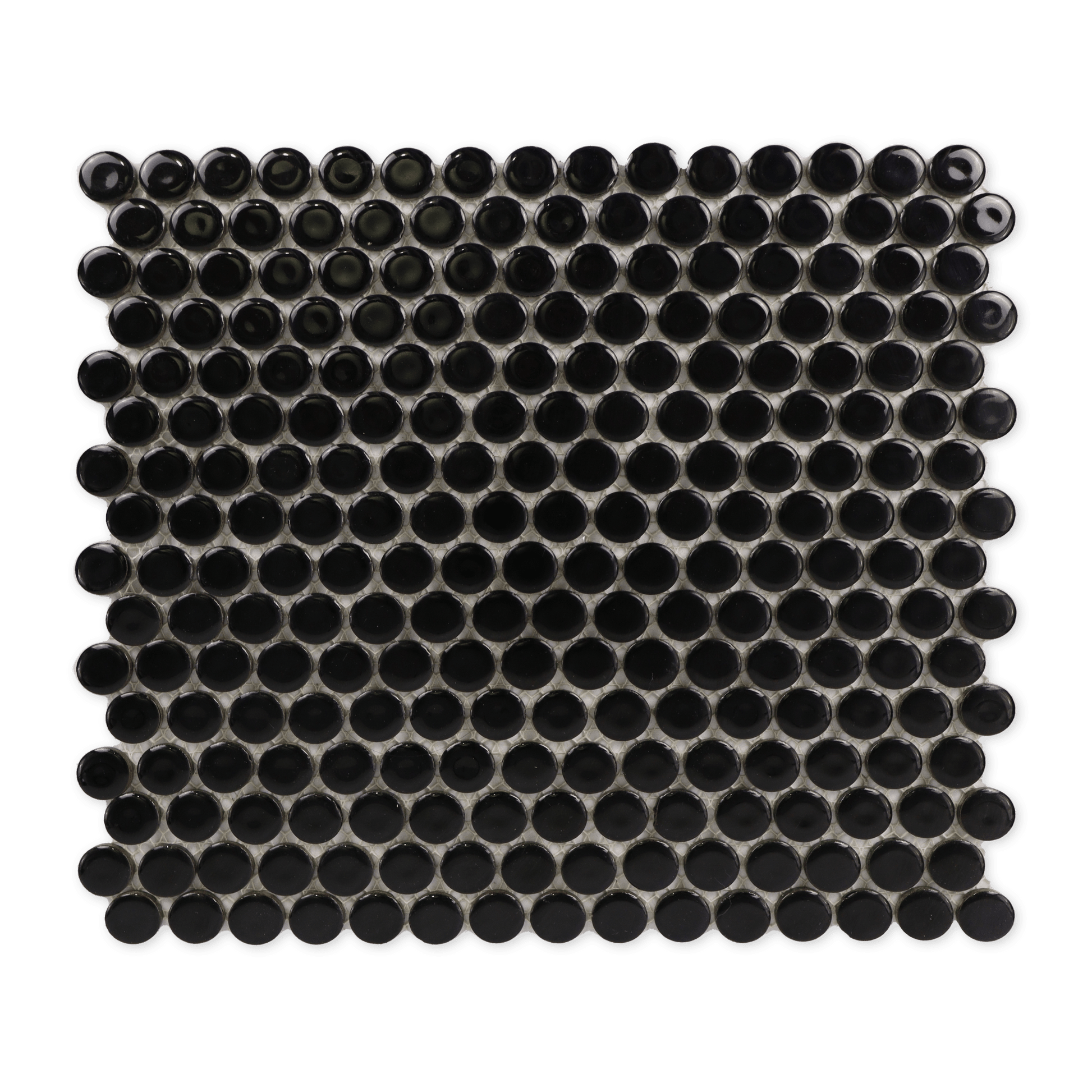 3/4" Black Shiny Penny Round Mosaic - Cemento Collection