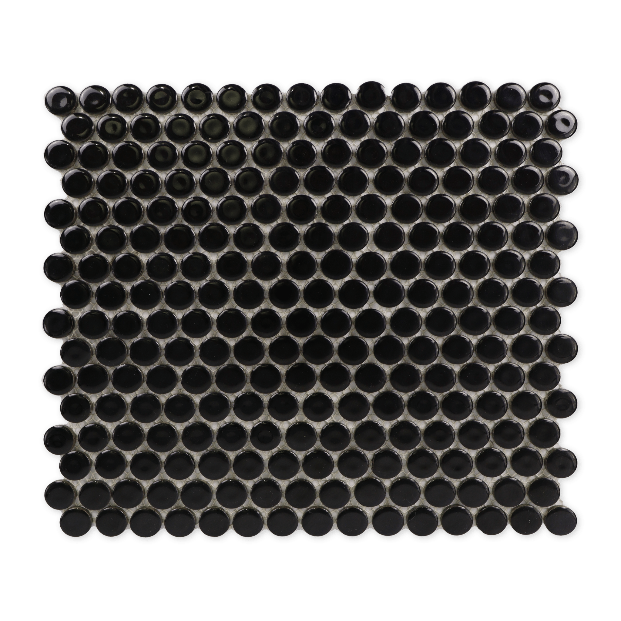 3/4" Black Shiny Penny Round Mosaic - Cemento Collection