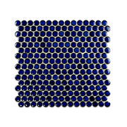 3/4" Penny Round Cobalt Blue Pool Mosaic Tile - Cemento Collection