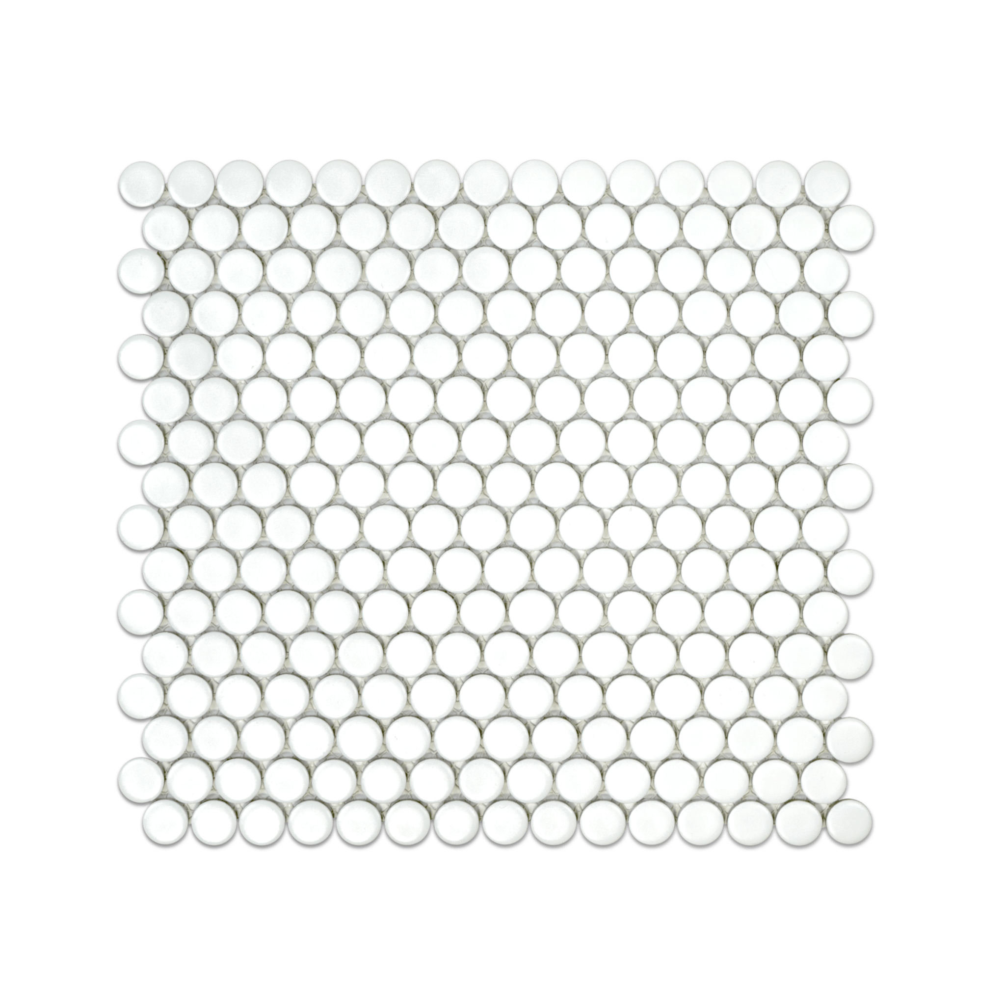 3/4" White Matte Penny Round Mosaic - Cemento Collection