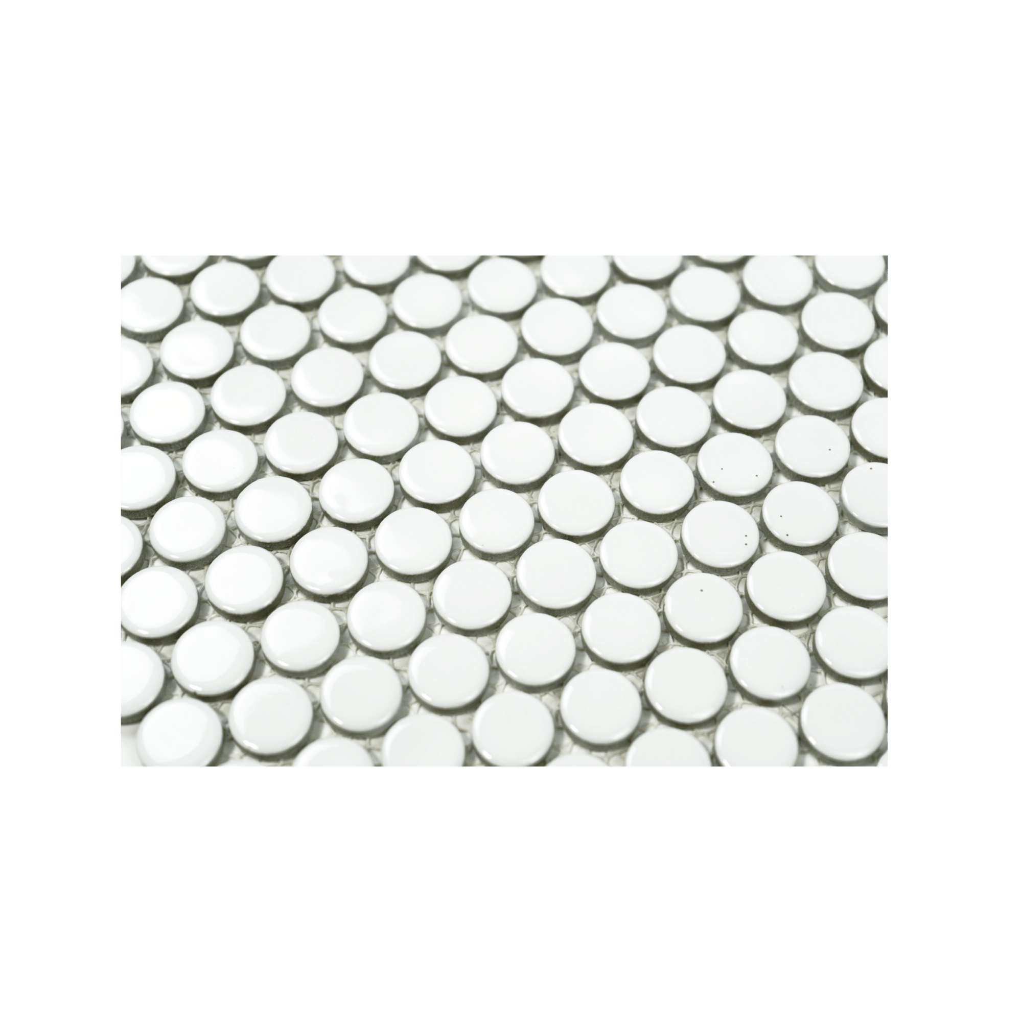 3/4" White Shiny Penny Mosaic - Cemento Collection
