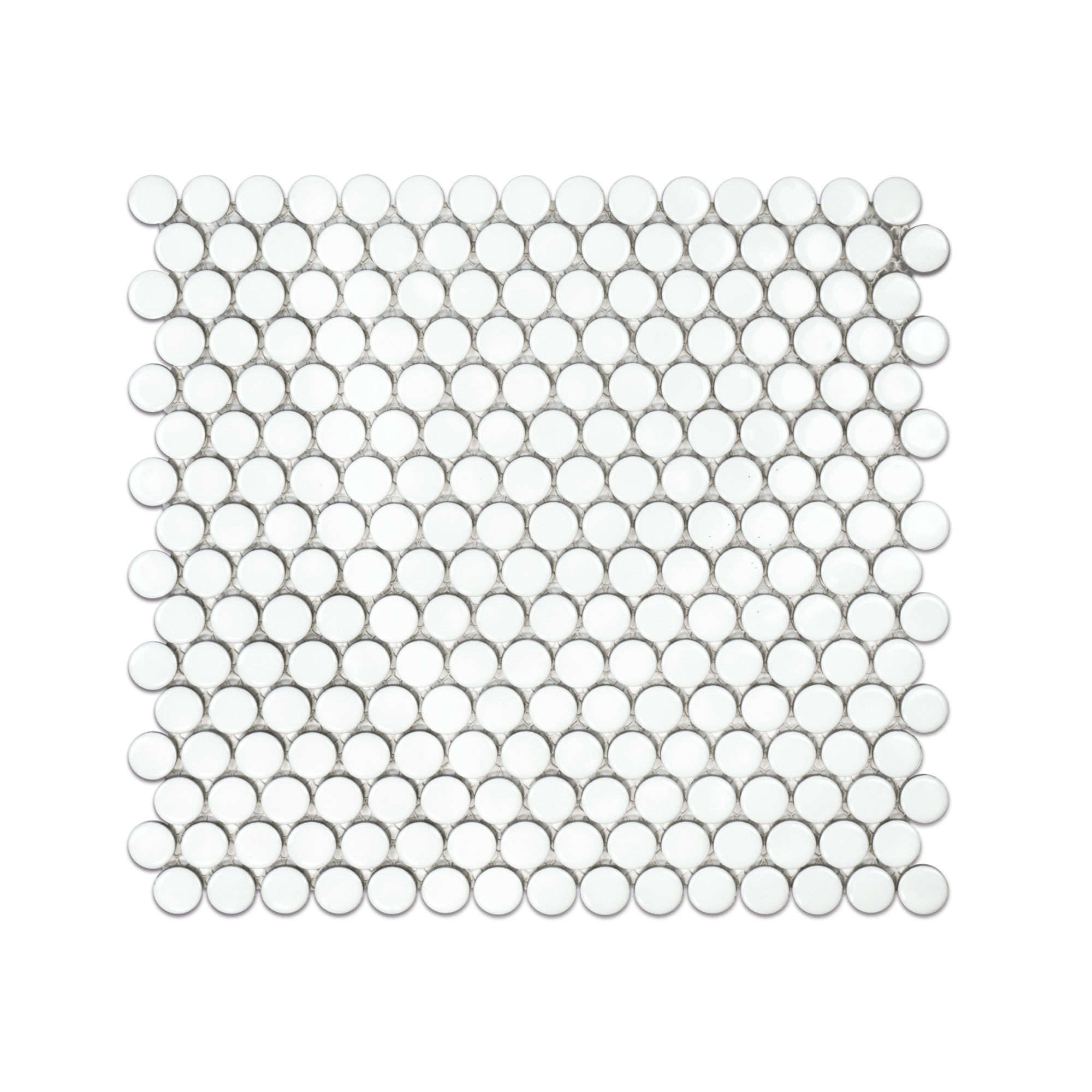 3/4" White Shiny Penny Mosaic - Cemento Collection