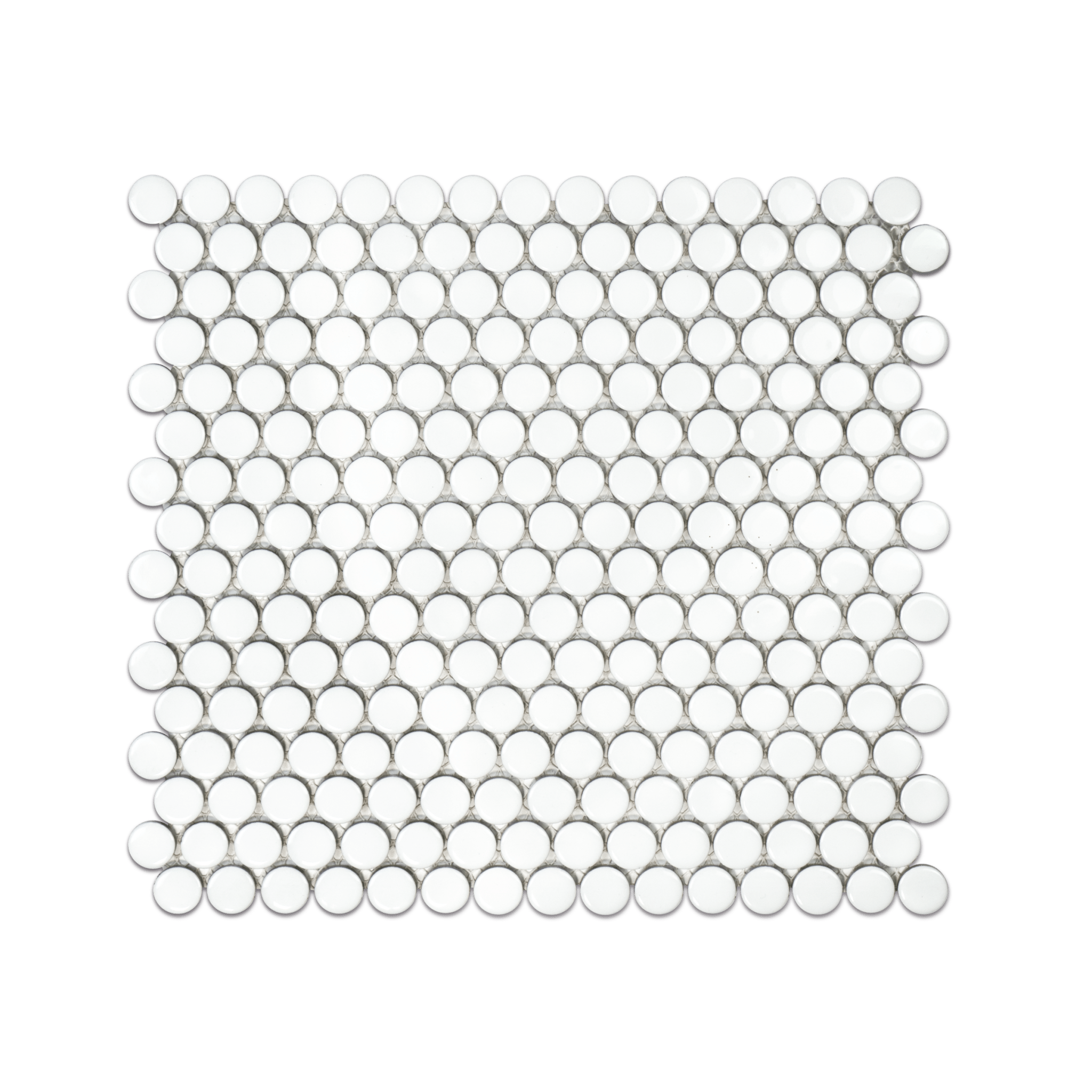 3/4" White Shiny Penny Mosaic - Cemento Collection