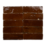 Handmade Moroccan Zellige 2x6 Bejmat Chocolate Brown Terracotta Tile