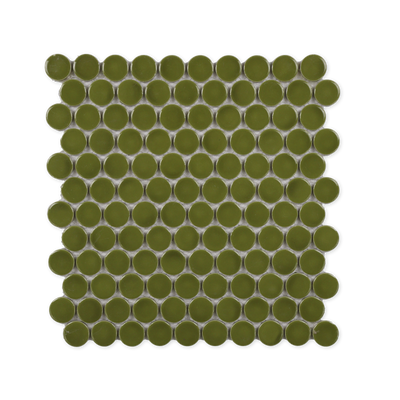 Green Glossy Round Mosaic Tile