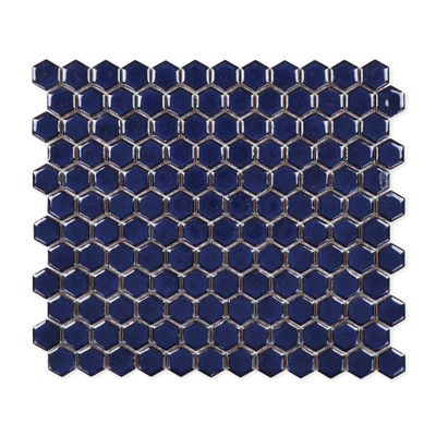 Dark Cobalt Blue Glossy Hexagon Mosaic Tile