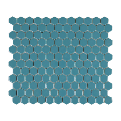 Aquamarine Glossy Hexagon Mosaic Tile