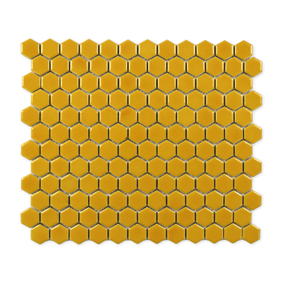Citron Yellow Glossy Hexagon Mosaic Tile