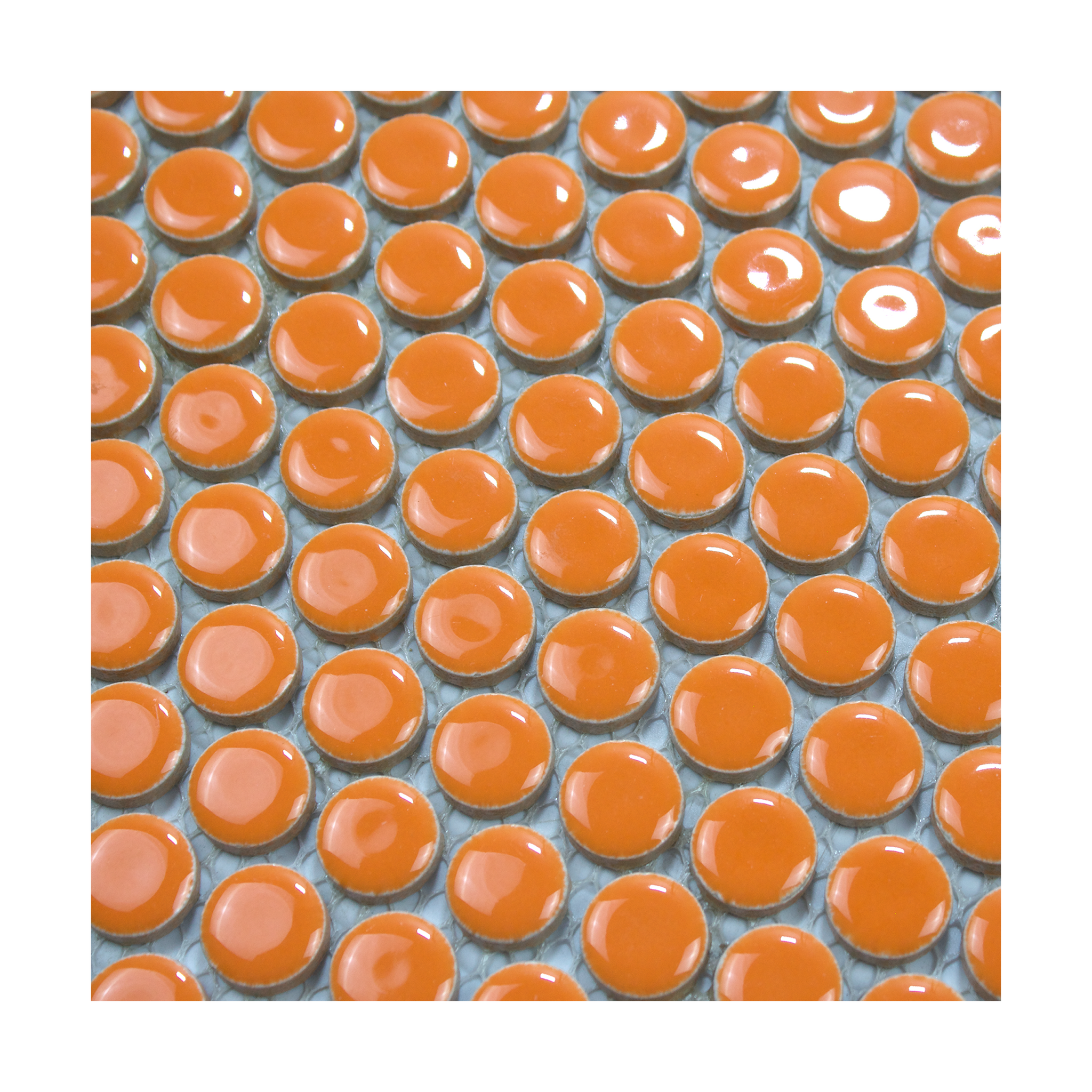 Tangerine Glossy Penny Round Mosaic Tile - Lot of 79.2 Sq ft