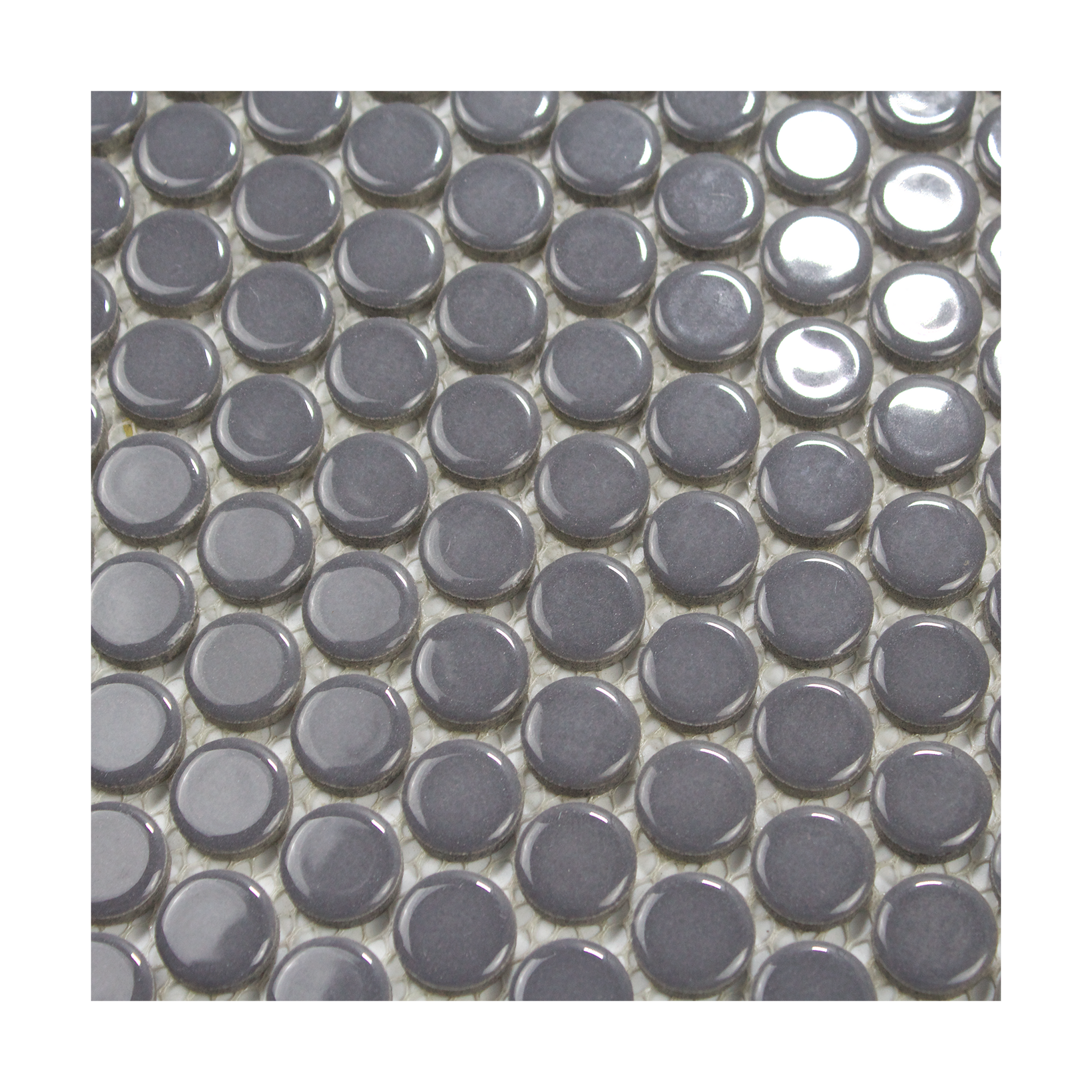 Dark Gray Glossy Penny Round Mosaic Tile - Lot of 79.2 Sq ft