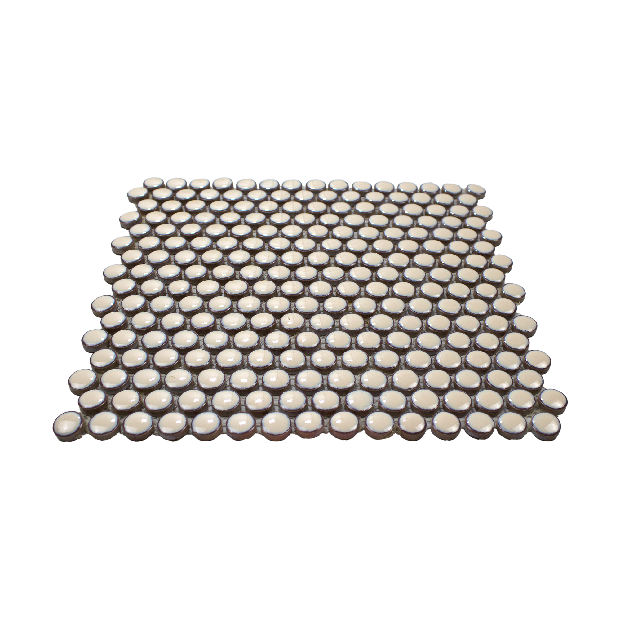 Off White with Brown Border Glossy Penny Round Mosaic Tile - Lot of 79.2 Sq ft