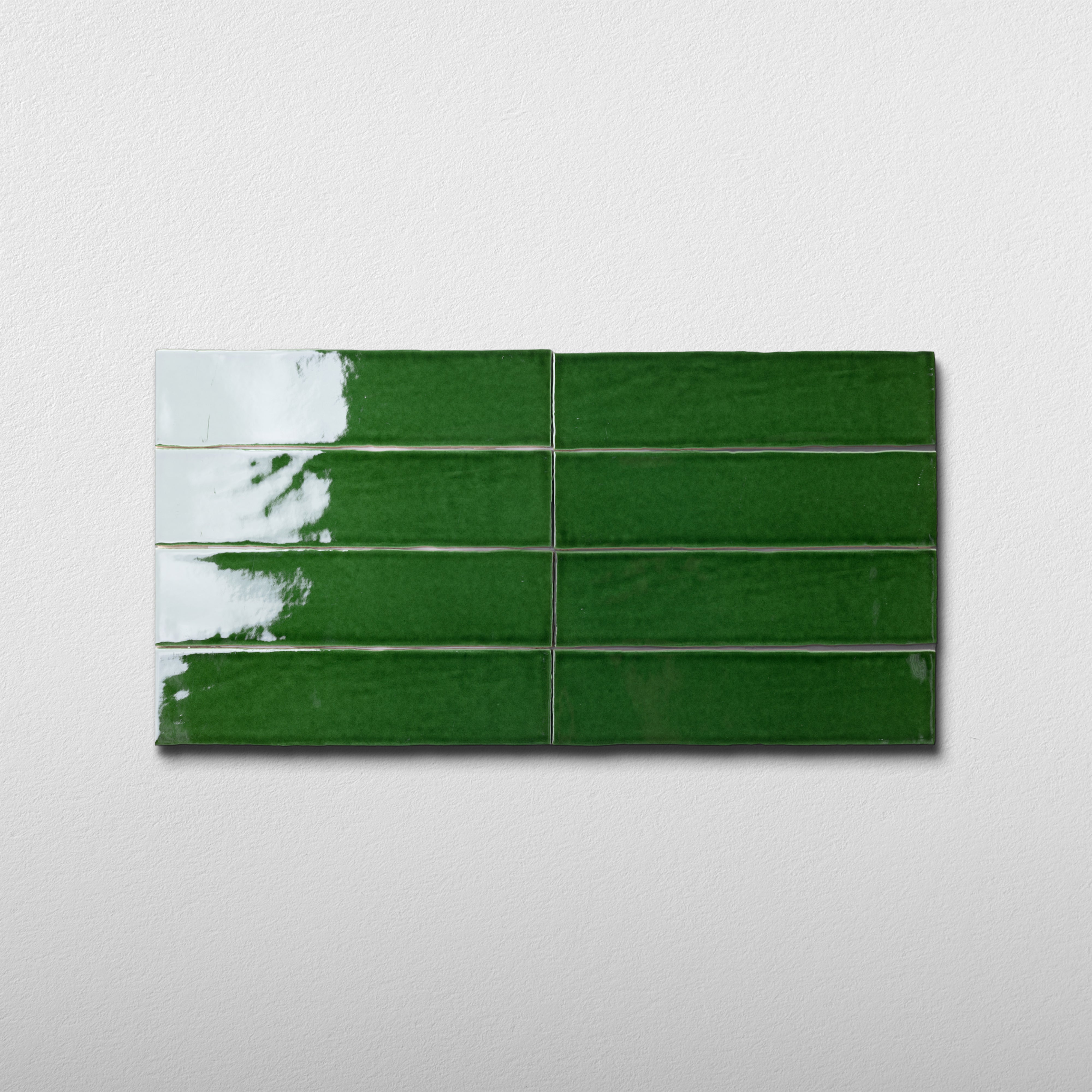 Handmade 3x12 Emerald Green Glossy Undulated Subway Tile