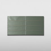 Handmade 2x8 Musgo Green Undulated Subway Tile