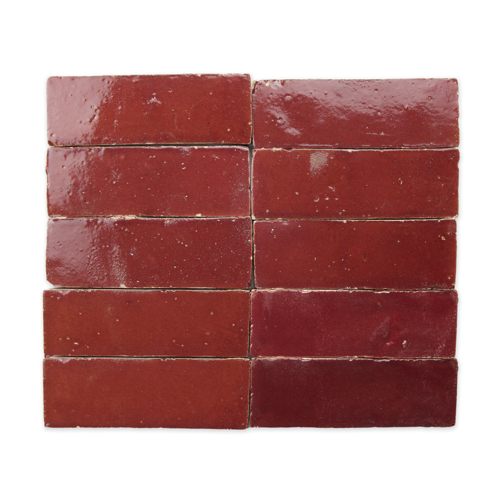 Handmade Moroccan Zellige 2x6 Cabernet Red Terracotta Tile